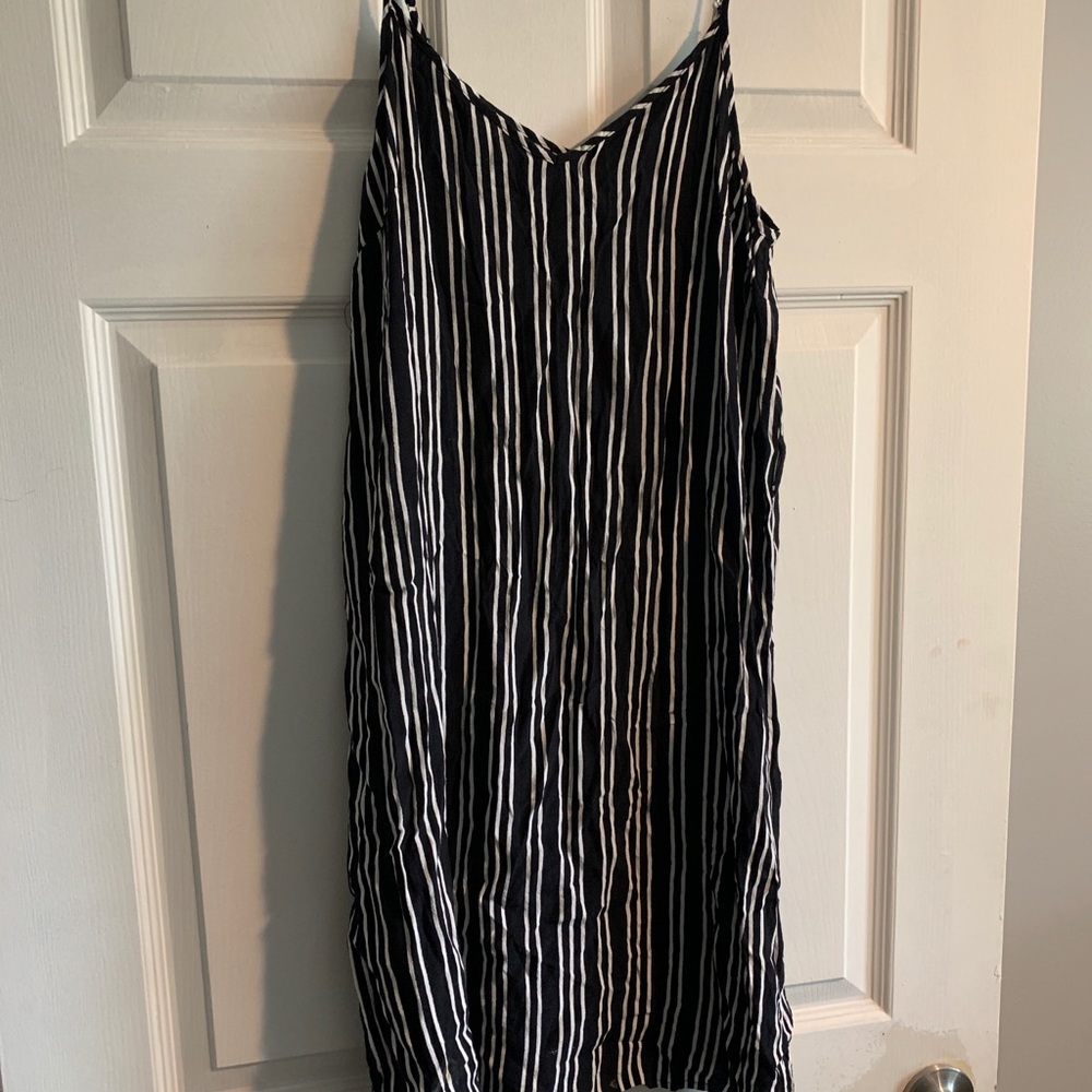 Black and white striped dress